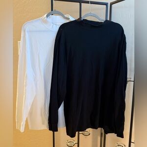 Roundtree & Yorke Long-Sleeve Mock Turtleneck Shirt -Two -Black & White XXL